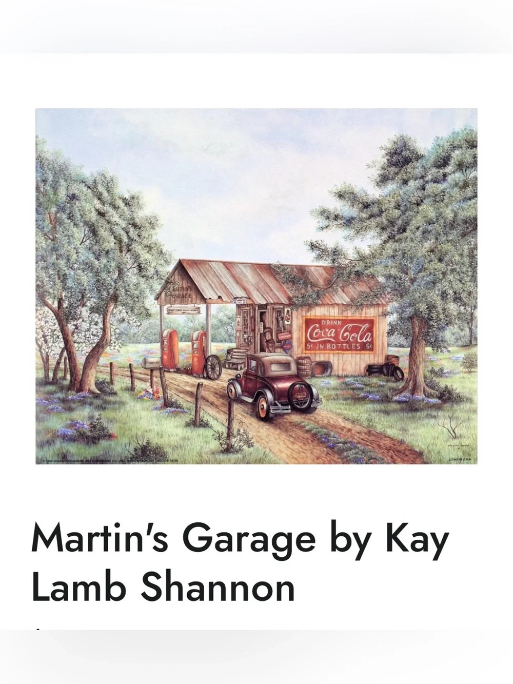 Kay lamb Shannon Wood Frame 2 Section Mirror vintage martins garage picture